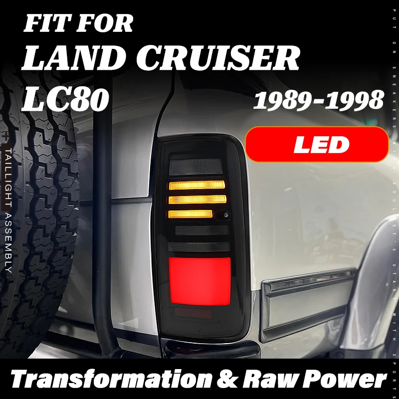 For Toyota Land Cruiser FJ80, FZJ80, HDJ80, LC80 1989-1998 Taillight Assembly w/ Lexus LX450 Style Look Sequential Turn Signal view 2