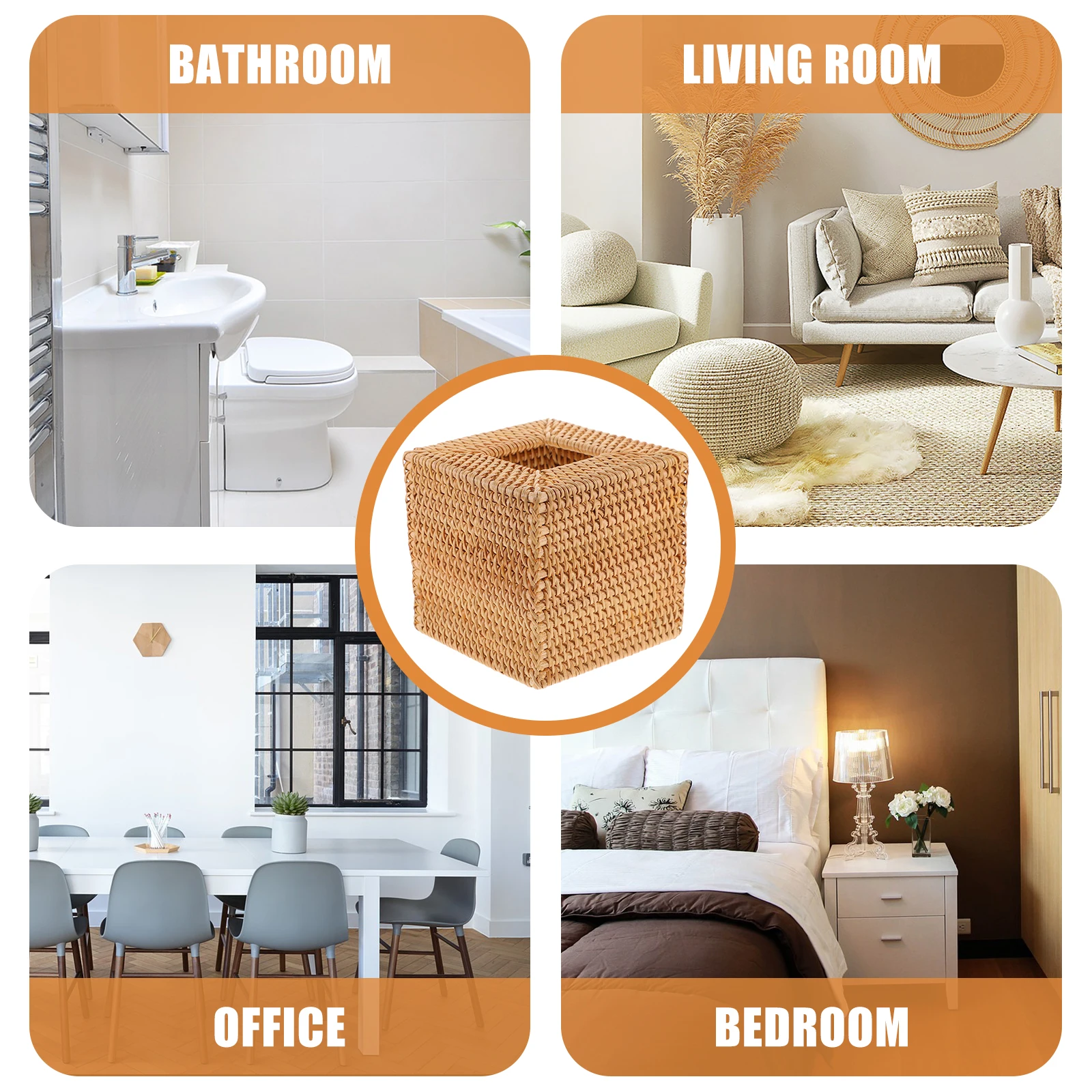 

Rattan Tissue Box Woven Holder Multifunction Organizer Holders for Bathrooms Light Brown Dispenser Bedroom Boxes Office