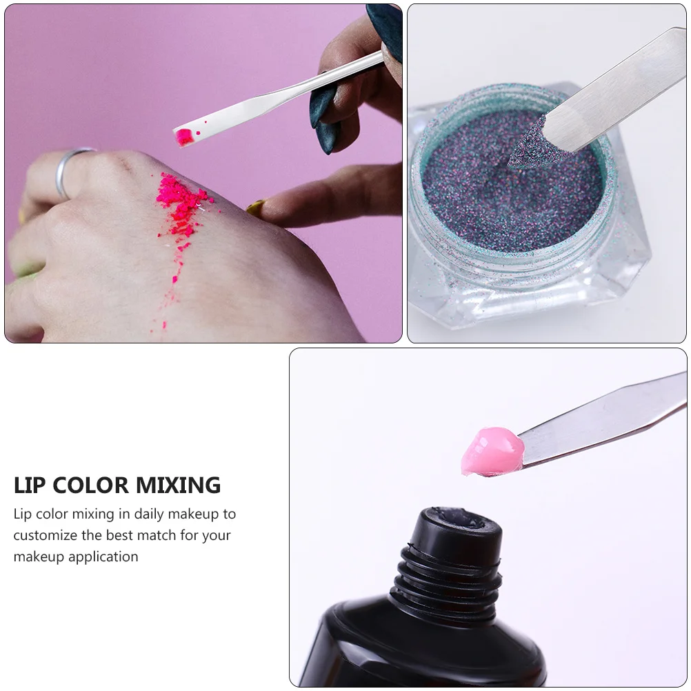 5Pcs Makeup Spatula Double Sided Stainless Steel Mixing Tool for Foundation Blush Lip Color Customizing Professional