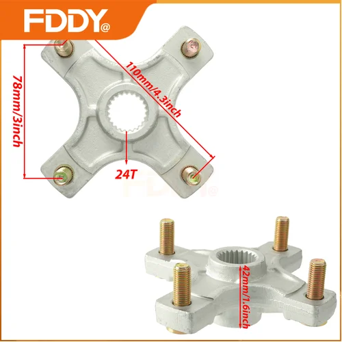 Imagen 2 del producto Cubo de Rueda de Eje Trasero FDDY 24T 110mm 4*M10 Compatible con ATV Go Kart Golf Cart UTV Buggy Quad de 150cc 250cc 200cc 300cc