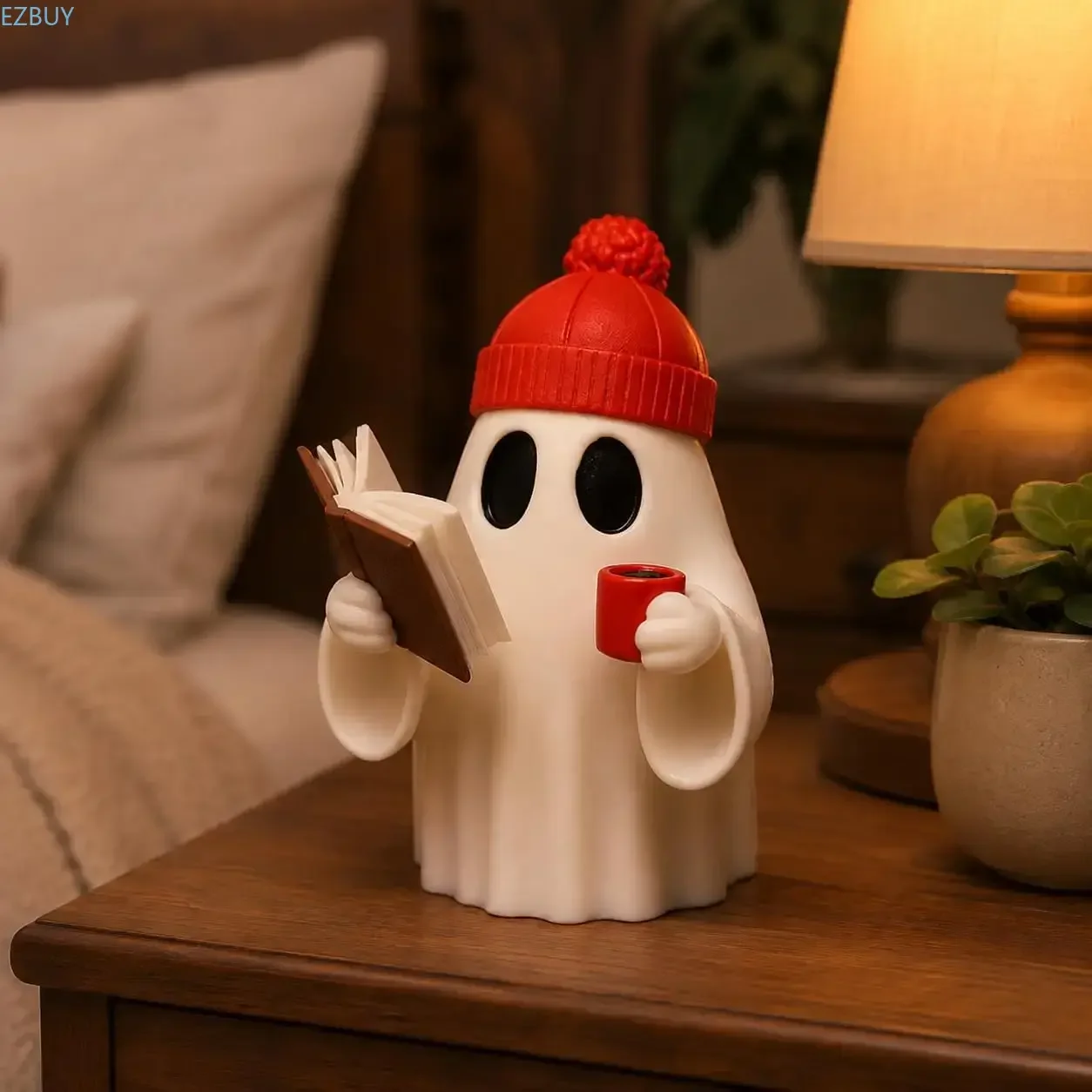 3D Printed Reading Ghost Candle Holder, PLA Decorative Tea Light Stand, Cozy Chirstmas Home Decor, Gift for Mom, Dad, Kids