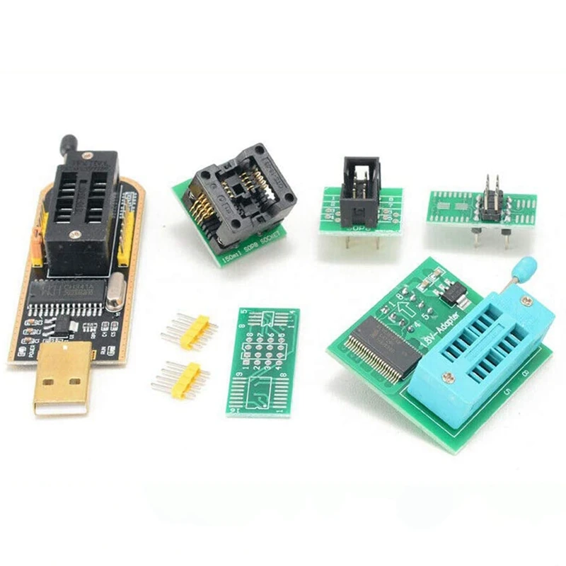 1 Bộ CH341A 24 25 Loạt EEPROM Flash BIOS USB Lập Trình Viên + SOIC8 SOP8 Clip Test + SPI Flash 1.8V Bộ Chuyển Đổi SOP8 SOIC8 Để DIP8