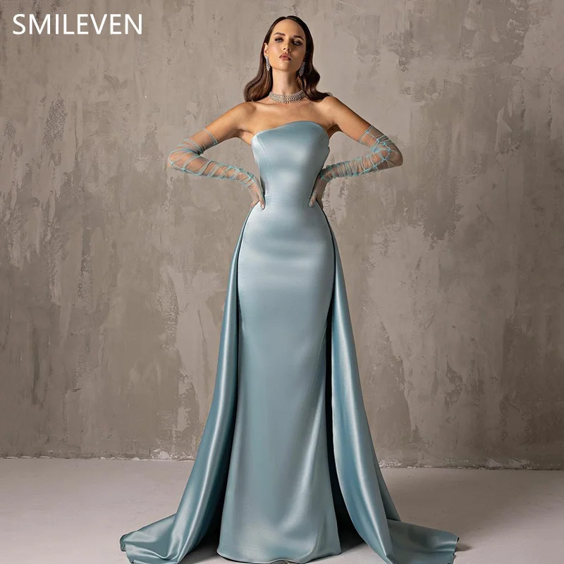 Smileven Blue Mermaid Sweethear Prom Dress Sexy Classcial Pleat Formal Evening Gowns Pleats Wedding Party Dress Customized 2024