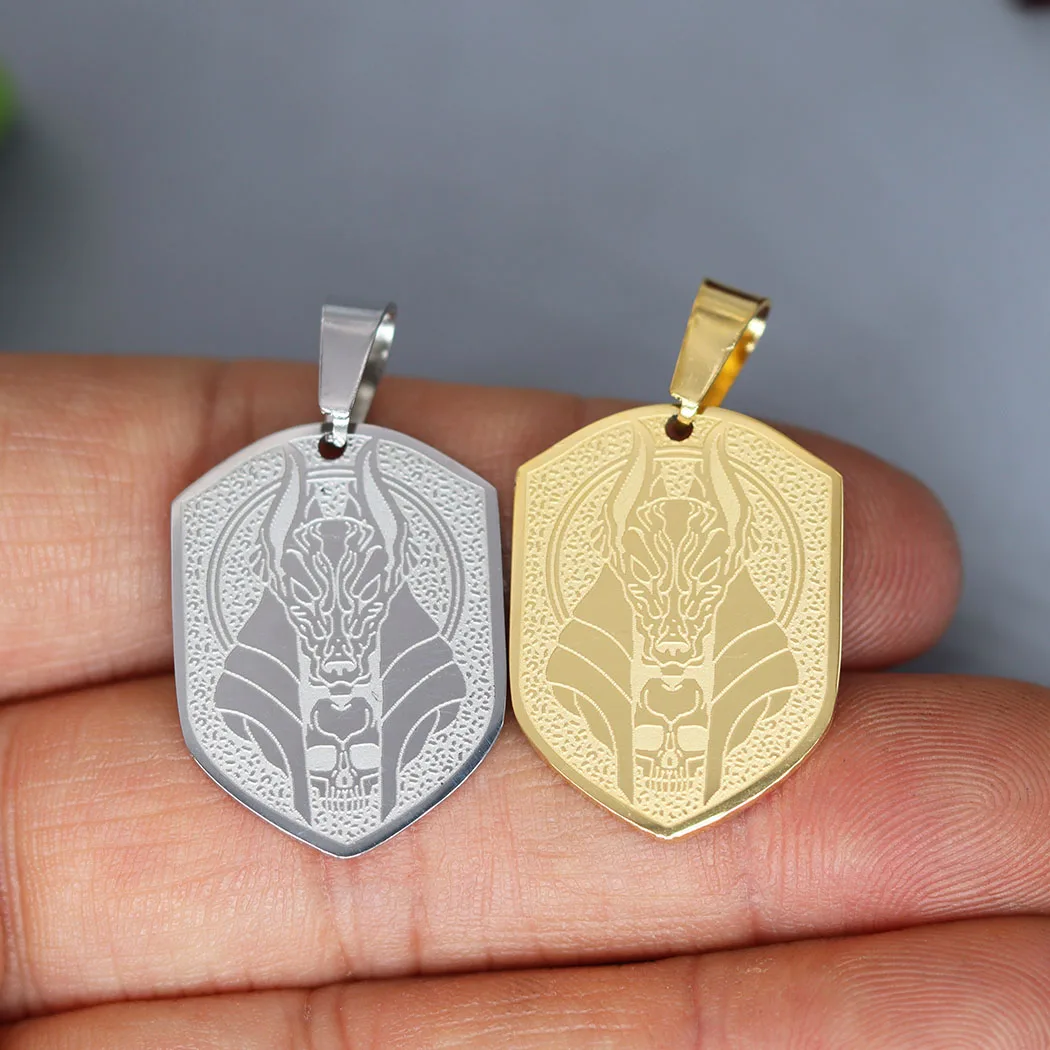 Colgante de acero inoxidable para fabricación de joyas, 2 piezas, dios egipcio antiguo de la muerte, Osiris, collar Anubis con calavera