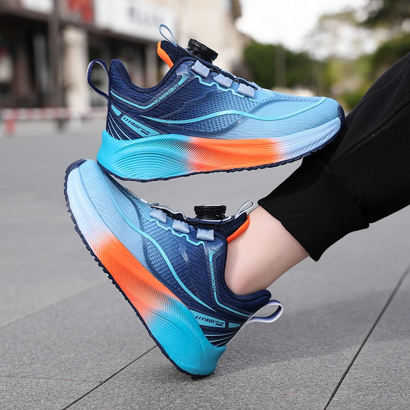 Outdoor Lace-up Boys Girls Knit Jogging Shoes Gym Sneakers Children‘s Basketball Shoes Non-slip Breathable Sports Training Shoes view 5