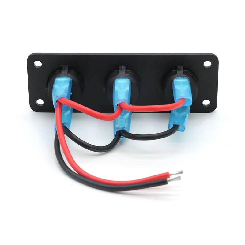 3Gang Waterproof Small Switch Combination Of Black Aluminum Plate Three-Pin Button Switch For Modified Off-Road Vehicle