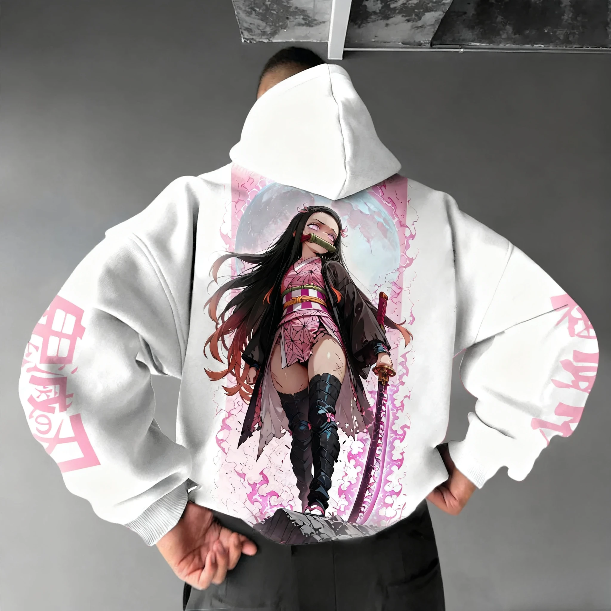 Demon Slayer 2025 automne/hiver nouveau sweat à capuche pour hommes Kamado Nezuko Anime imprimé ample décontracté Harajuku Parent enfant pull haut