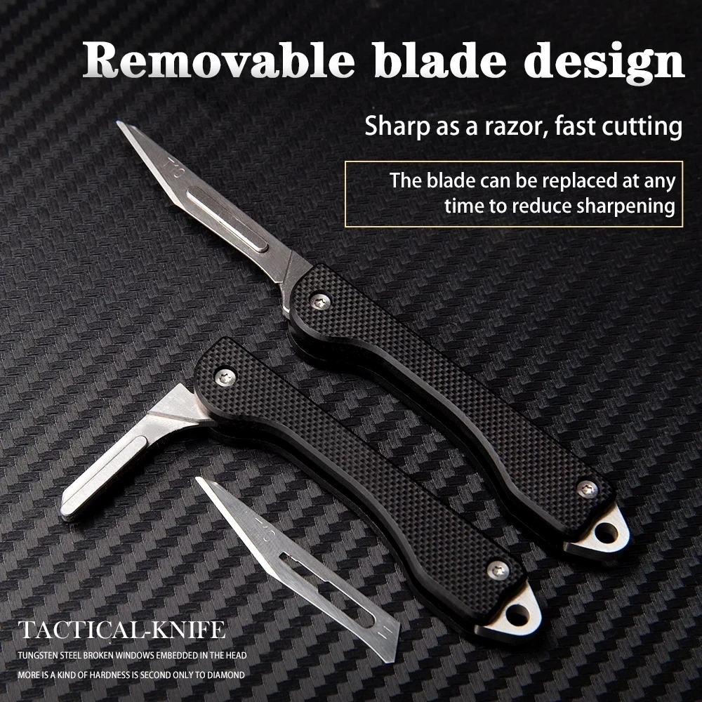 Mini Bottle Opener Scalpel Stainless Steel G10 Folding Knife Outdoor Survival Camping Portable EDC Tool 10 Blade Free