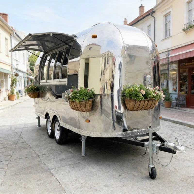 4WD Food Trailer Fully Equipped Kitchen Mobile Commercial Catering Cart Street Vending Truck Fast Food Van Outdoor Business Cart view 5