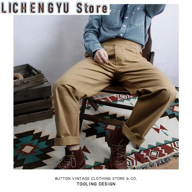 Four Seasons American Retro Military Style Gurkha Cargo Pants Men's Fashion Pure Cotton Washed Loose Straight Casual Trousers