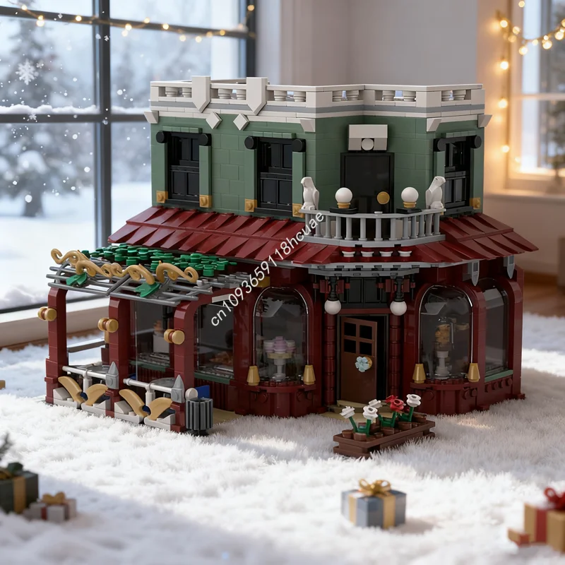 

2183pcs MOC Old Bakery And Pastry Shop Modulared Model Christmas Gifts Building Blocks Architecture Toy DIY Idea Brick Kids