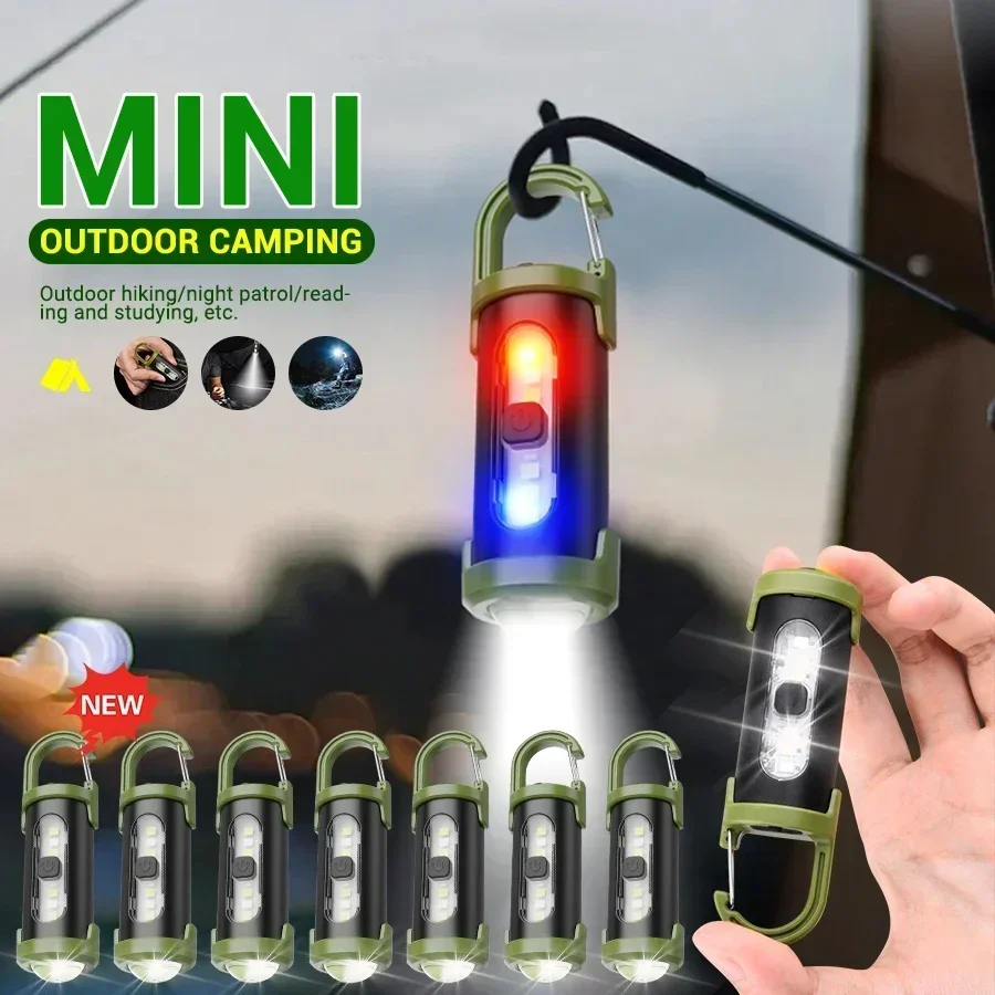 

COB Camping Lamp Keychain Floodlight Mini Flashlight Carry LED USB Rechargeable 4mode Light Portable Emergency Outdoor Torch