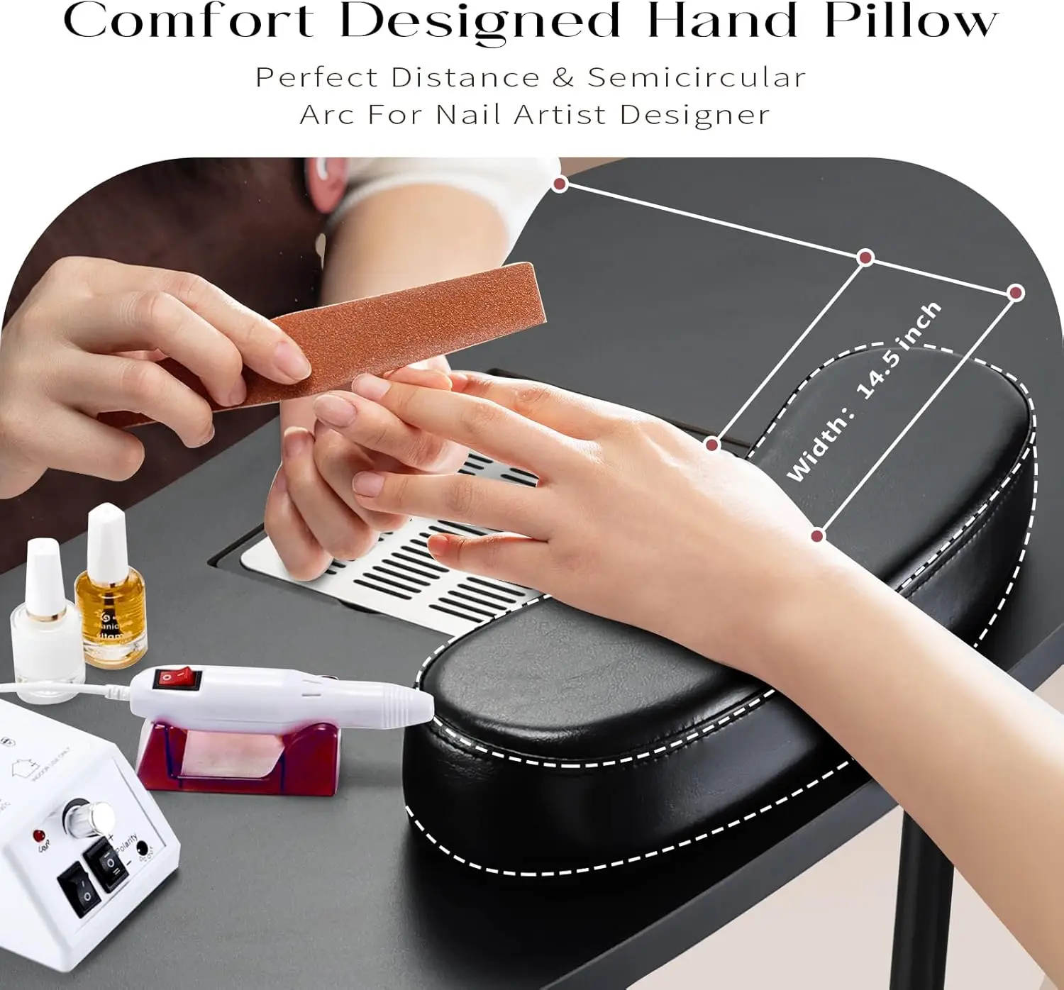 Nail Salon Table with Dust Collector Nail Desk Manicure for Nail Tech Station Professional Foldable Table Armrest Lockable Wheel