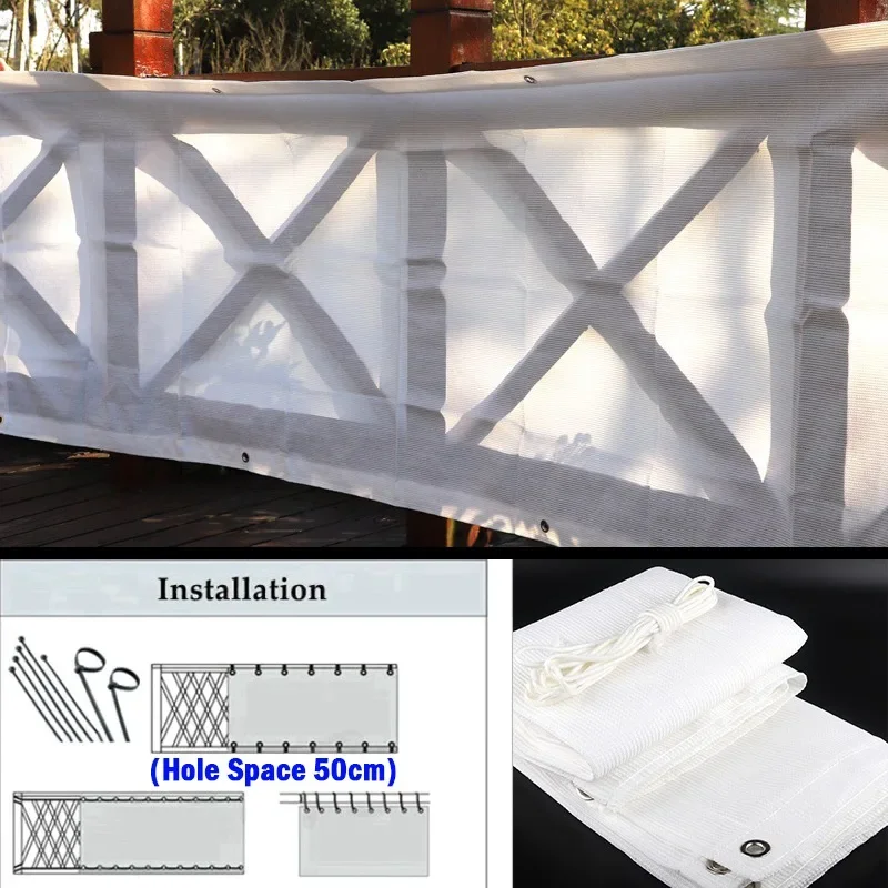 White HDPE Balcony Fence Privacy Screen Anti-UV Wind Protection Apartment Terrace Shelter Net Gazebo Mesh Privacy Net
