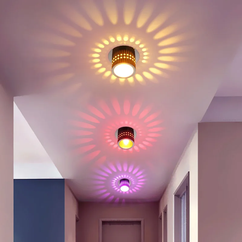 Imagem -02 - Multicolorido 3w Led Espiral Lâmpada do Teto Moderna Decoração Luminária de Parede Recessed Alumínio Corredor Diaco Ktv Superfície Nivelada Montado