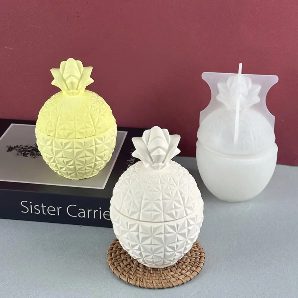 3D Pineapple Shape Jar Silicone Mold DIY Handmade Plaster Resin Candle Pot Jewelry Storage Box Casting Molds Home Decor Ornament