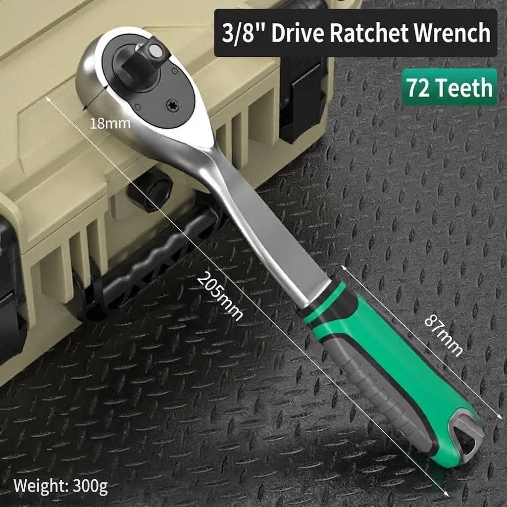 72 Tooth Ratchet Wrench Set Chrome Vanadium Steel Curved Handle For Quick Release Button For Industrial Mechanical Repair Tool