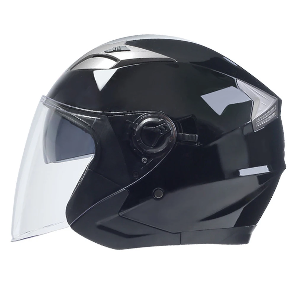 Double Buckle Fashion Four Seasons Motorcycle Helmet Half Face Helmet Safety Moto Men Women Double Lens Capacete De Moto DOT