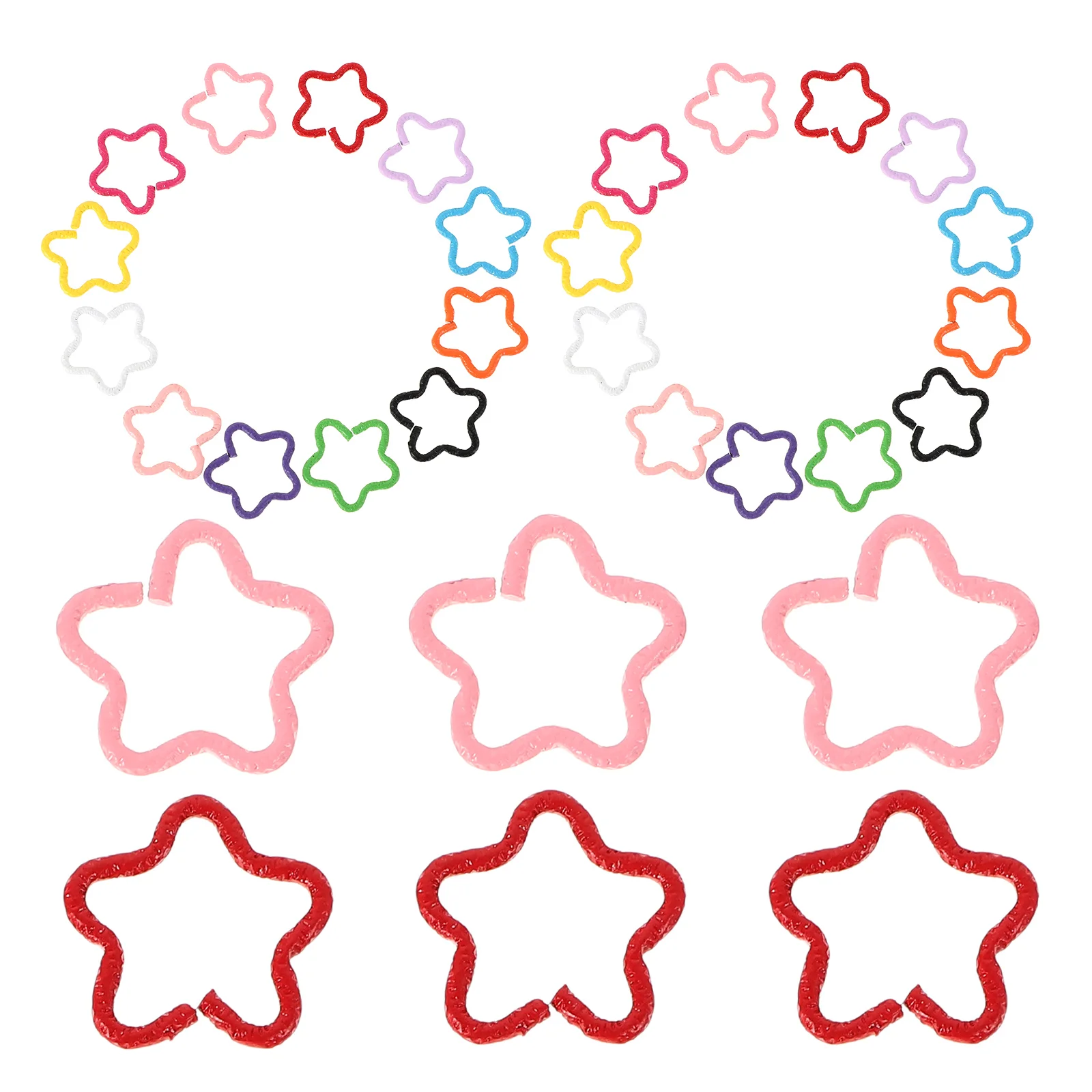 

50pcs Hair Ring Accessories Metal Braiding Buckle Star Design Colorful Mini Small Clips Barrettes for Girls Women Decorative