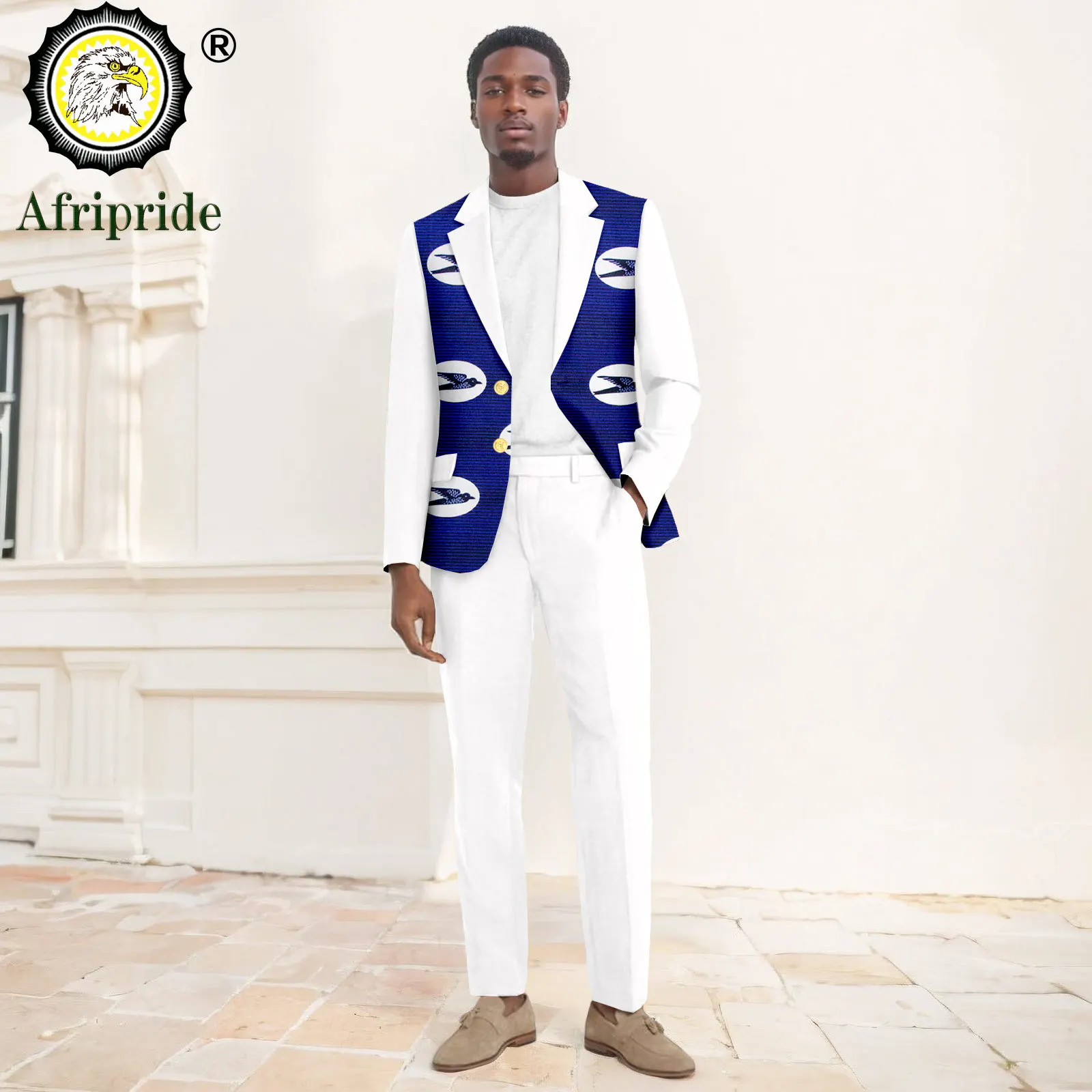 African Suits for Men Slim Fit Two Buttons Print Jacket and Trousers 2 Piece Set Dashiki Men Business Suits for Wedding 2516030