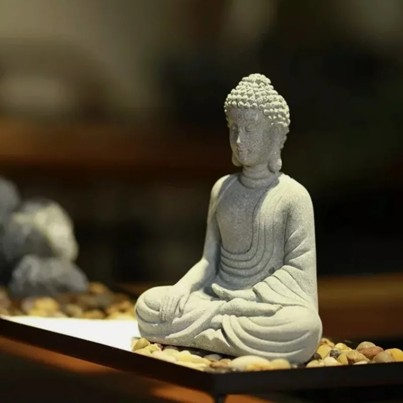 Little Buddhist Monks Tibetan Buddhism Figurines Buddha Stone Statue Garden Car