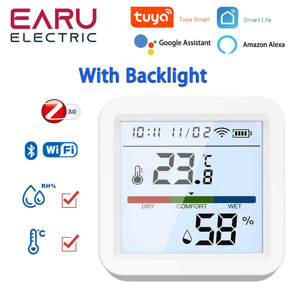 

Tuya New WiFi Temperature Humidity Sensor Smart Life Backlight Hygrometer Thermometer Sensor Support Alexa Google Home Assistant