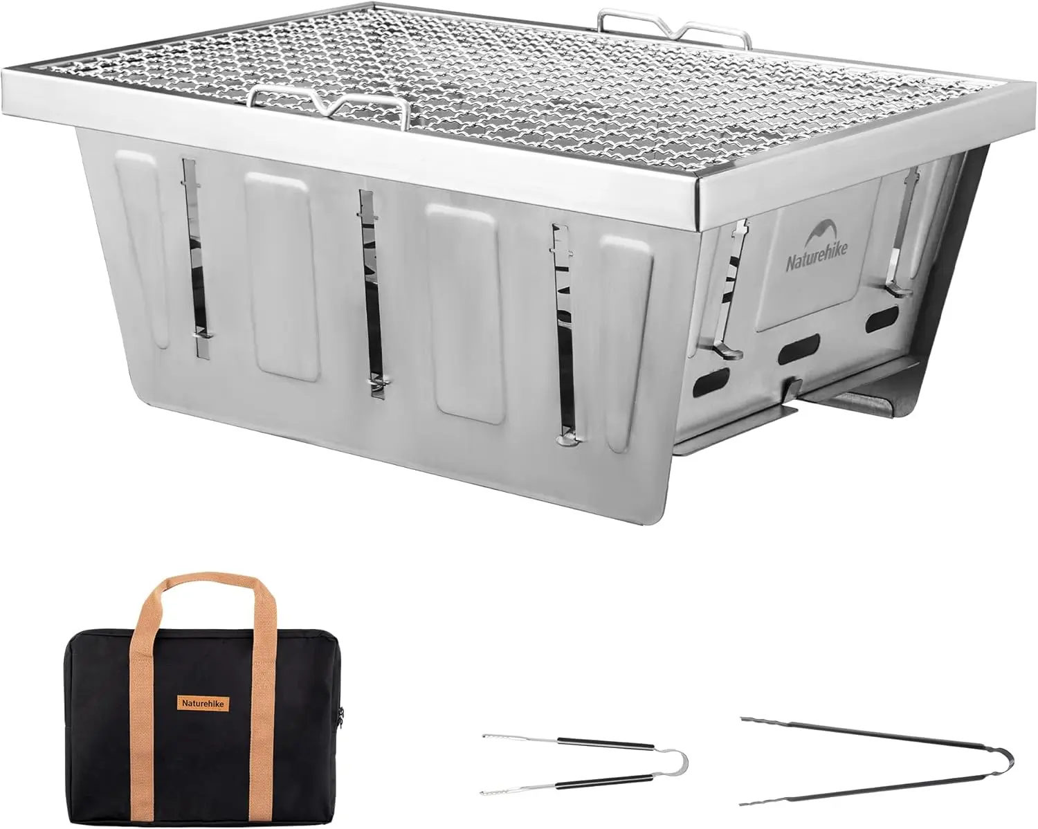 

Portable Folding BBQ Grill for Outdoor Camping Cooking with Tongs & Carry Bag, Ideal for Car Tailgating