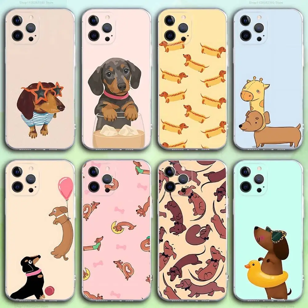 

D-Dachshund Sausage Dog Phone Case For iPhone 17,16,15,14,13,12,11 Pro,Max,Plus,X,XS,XR,SE4,E Mini Transparent Soft Cover