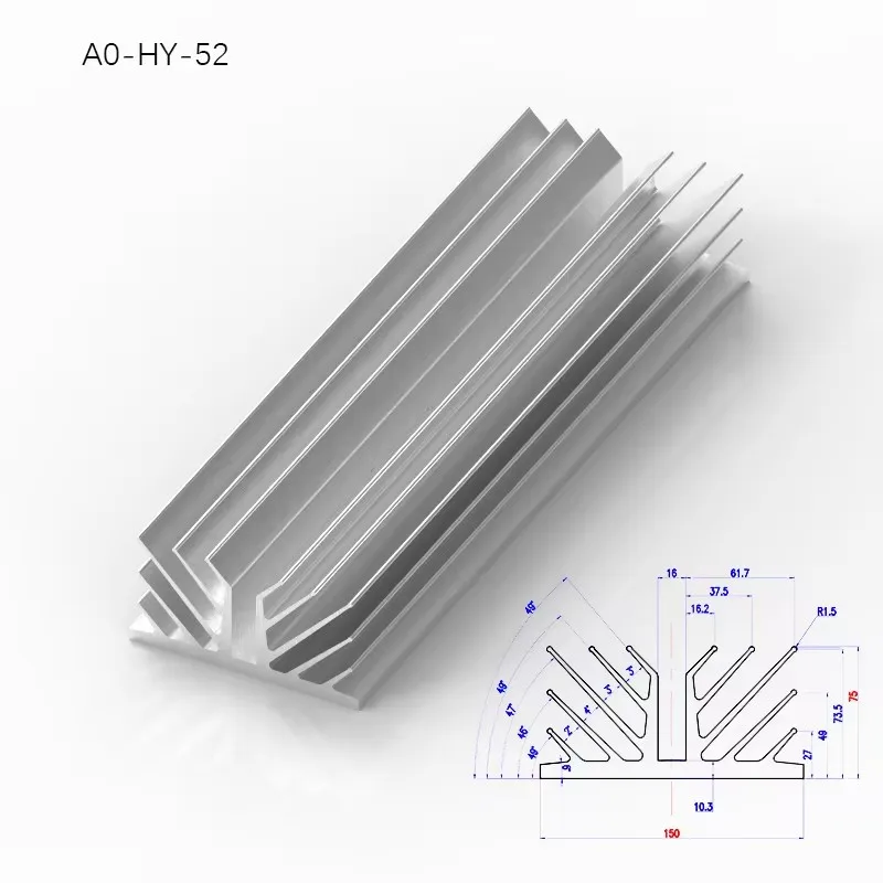 BRZHIFI-52 Qualidade Personalizado Corte 6061 Perfil De Extrusão De Alumínio, Peças De Radiação Para Amplificador De Potência De Classe A, Refrigeração De Concha