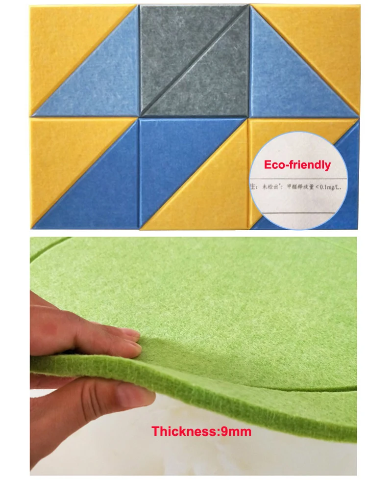 2025 New Arrival Eco-Friendly Equilateral Triangle Polyester Acoustic Wall Panels Sound Absorption Board Decorative 32Pcs/Pack