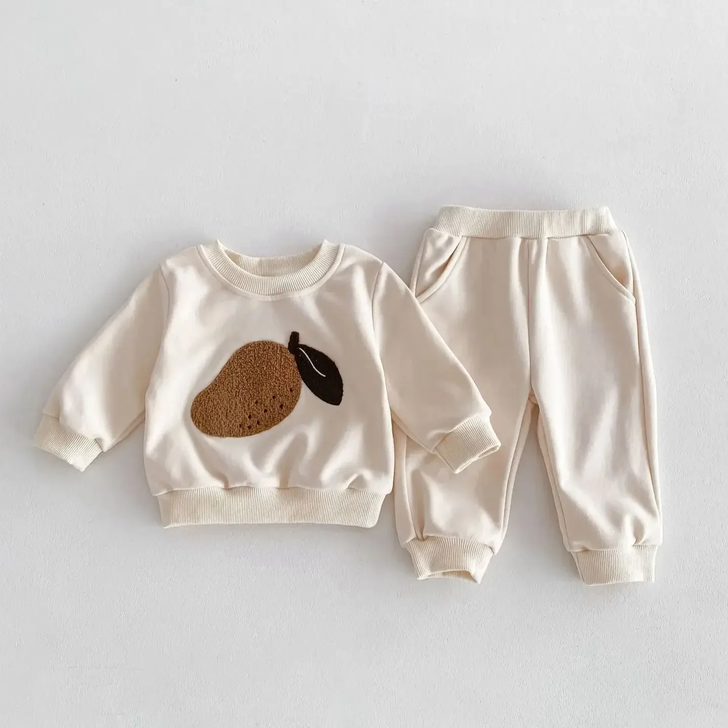 2024 New Quality Cotton Baby Toddler Boy Girls Set Kids Clothes for Children Pullover Sweatshirts+Solid Sports Pants Fashion image 2