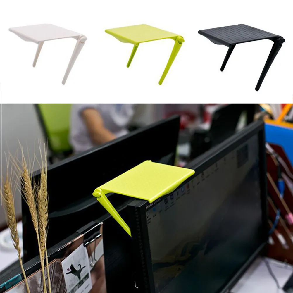 Creative Computer LCD Display Shelf Foldable Screen Storage Bracket Black Multifunction Office Desktop Organizer Space Saving