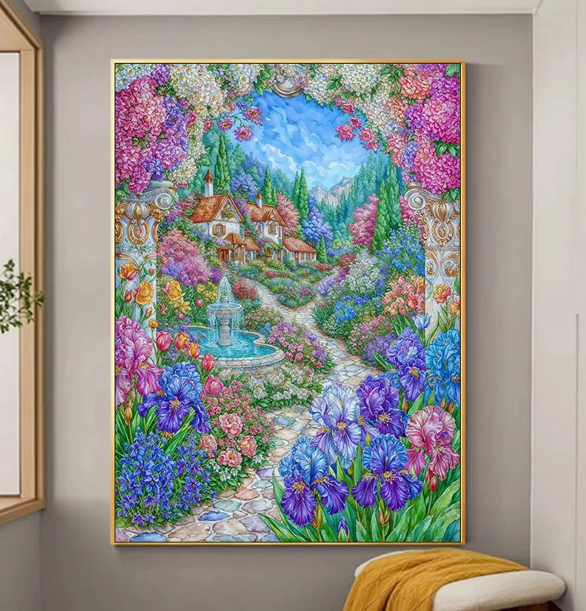 

14CT 9CT садовый набор с принтом, вышивка крестиком, набор для рукоделия «сделай сам», поделки с иглами, нитки