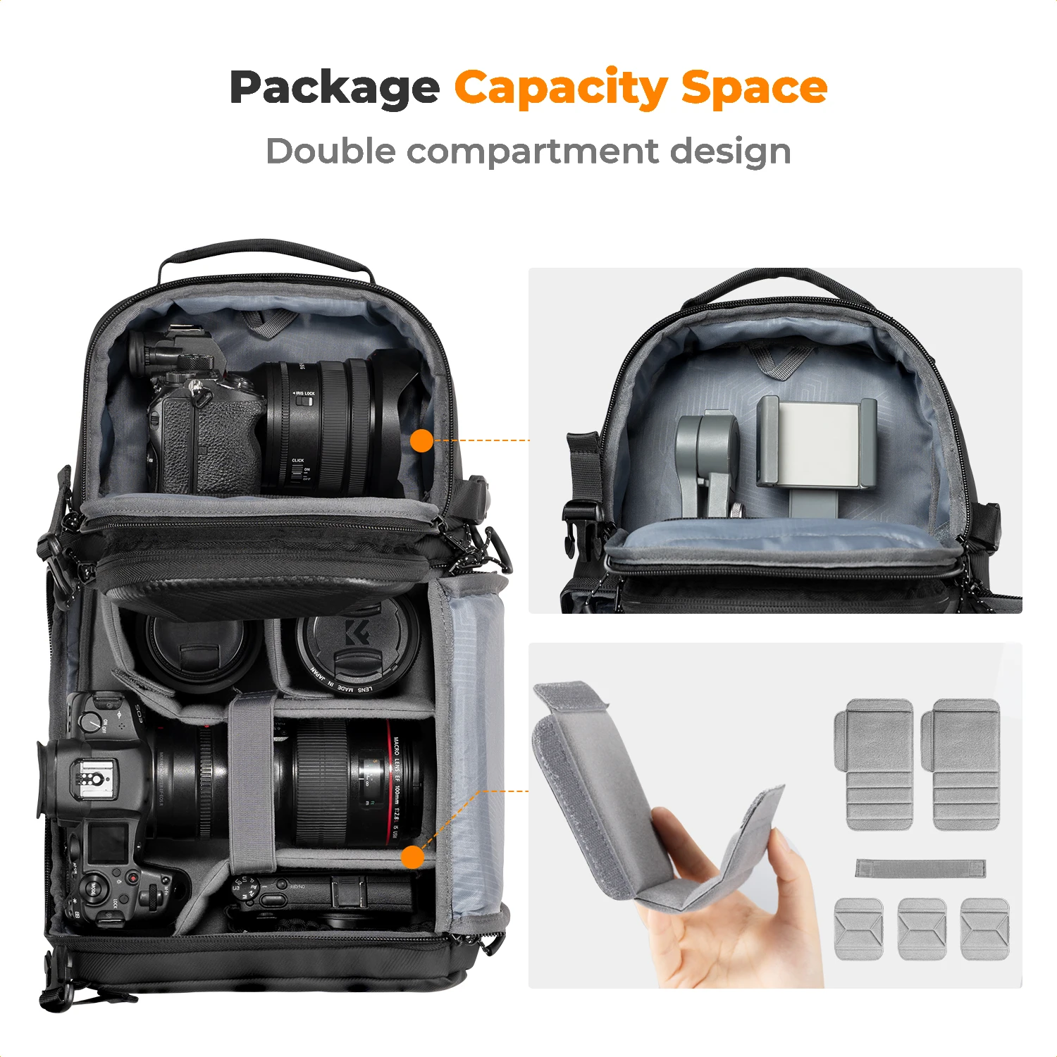 K&F Concept 10L Hardshell Camera Sling Bag Crossbody Travel Waterproof Shoulder Backpack DSLR/SLR Camera Case Photography Bags