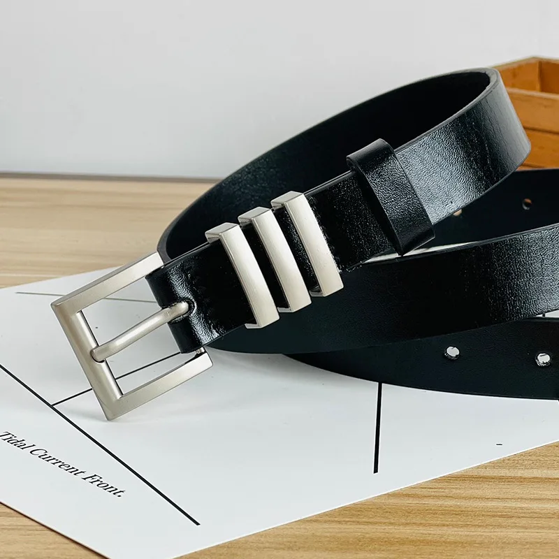 Women's Belt Minimalist Trendy Thin Belt High End Authentic Casual Versatile Needle Button Belt with Skirts Jeans Lady Belts New