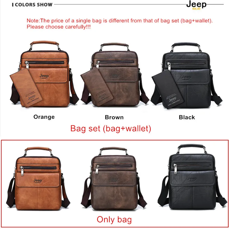 JEEP BULUO Brand Men's Crossbody Shoulder Bags High quality Tote Fashion Business Man Messenger Bag Big Size Split Leather Bags