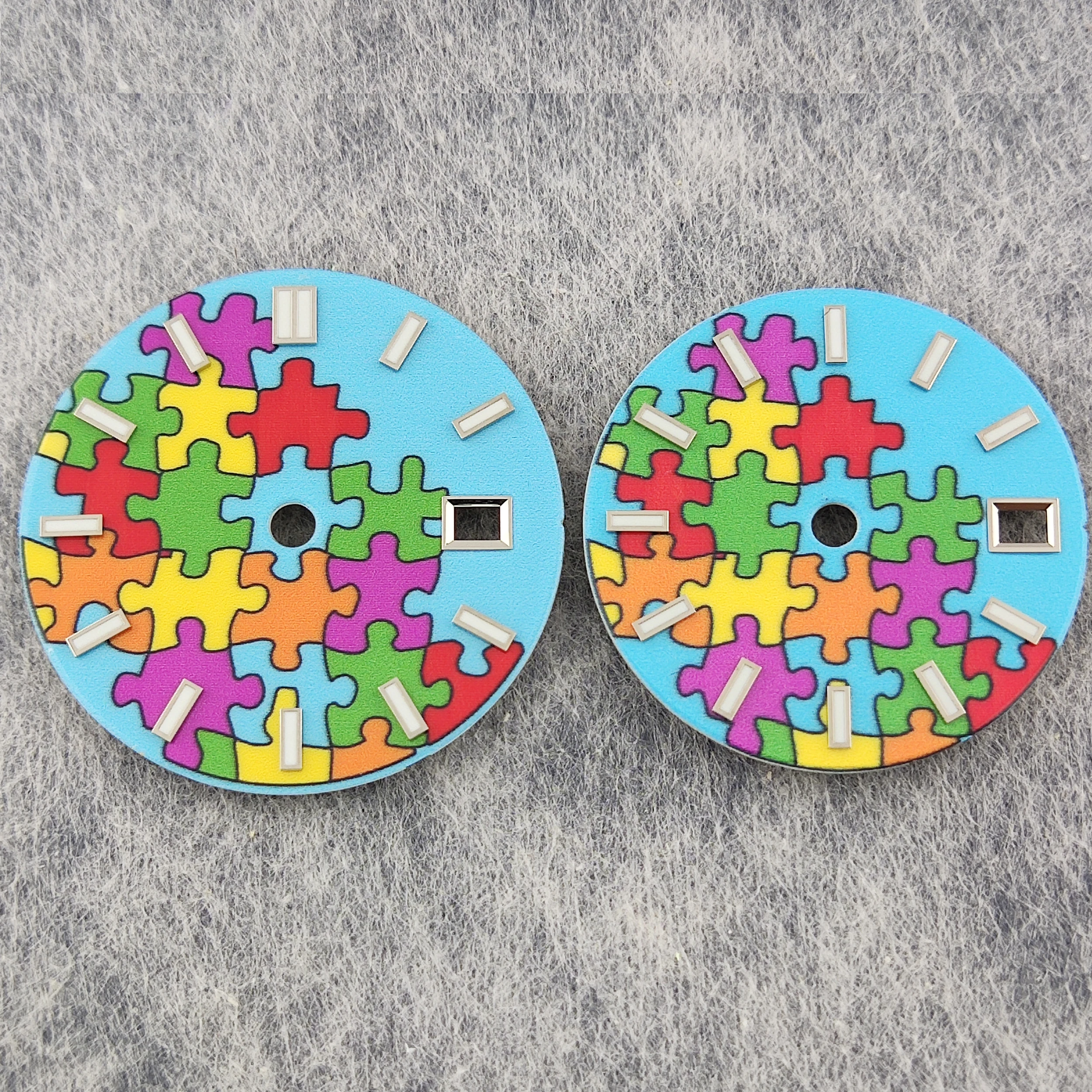 

28.5mm/31mm new porcelain dial for custom logo NH35/NH34 movement with color puzzle and ice blue luminous