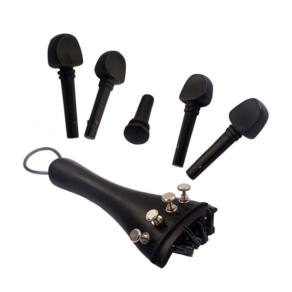 

10pcs 4/4 Violin Parts Accessories Ebony Wood Bridge Chinrest Tuner Endpin Tailpiece Nickel Plated Copper Screw Nylon Tail Gut