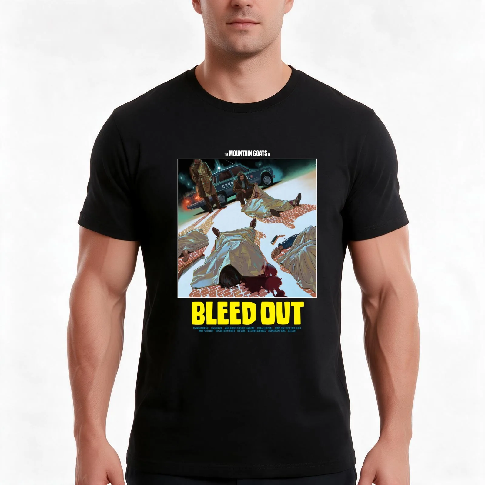 Bleed Out Album T-Shirt, Summer Casual Cotton Tee, Oversized Streetwear Tops, Vintage Graphic Print, Loose Fit Short Sleeve