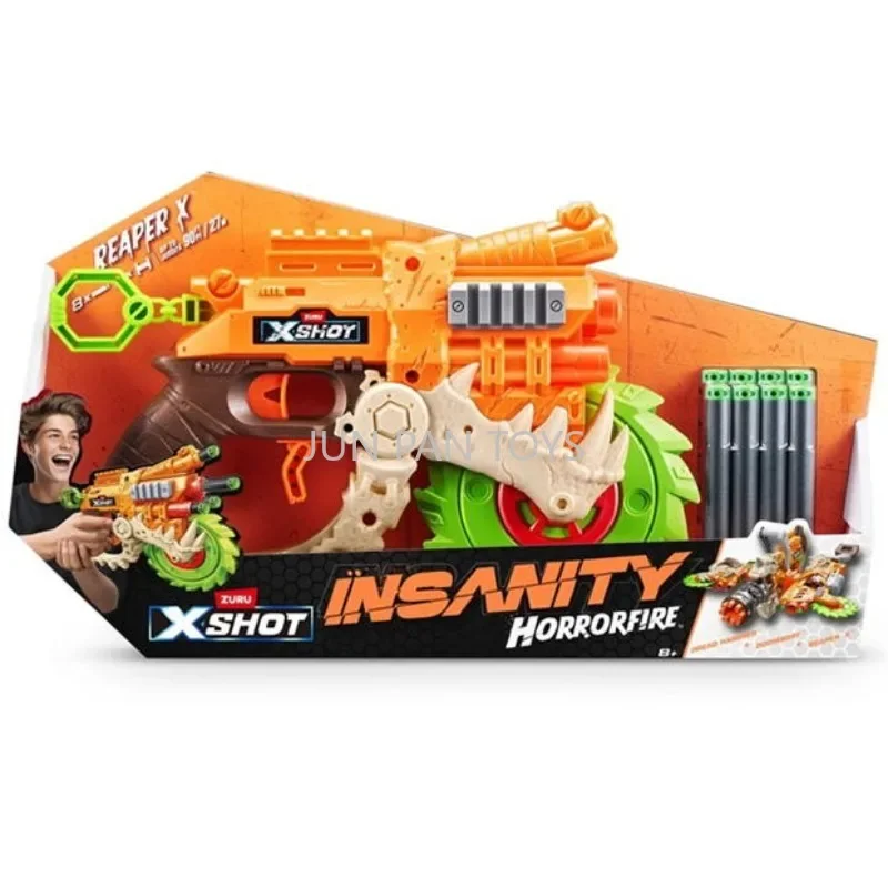 Zuru XShot Insanity HorrorFire HorrorFire con 8 dardos pistola de juguete modelo figura niños juguetes para niños colección juguete de regalo de Navidad