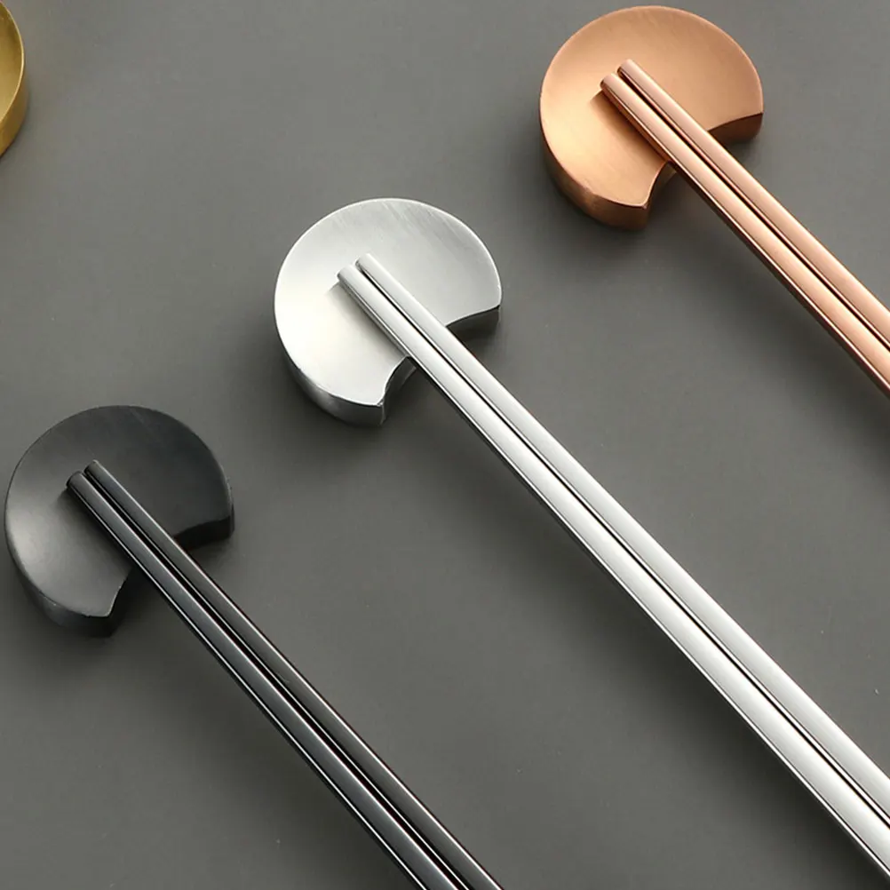 

4 Pcs Chopstick Rest Chopsticks and Fork Holder Golden Frame Organizer Stainless Steel Holders Table