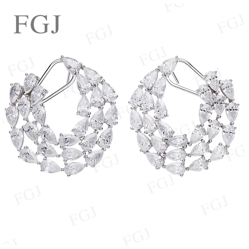 

Серьги-гвоздики из стерлингового серебра 925 пробы с муассанитом грушевидной огранки VVS1 D, сверкающие серьги, ювелирные изделия для женщин, подарки на свадьбу