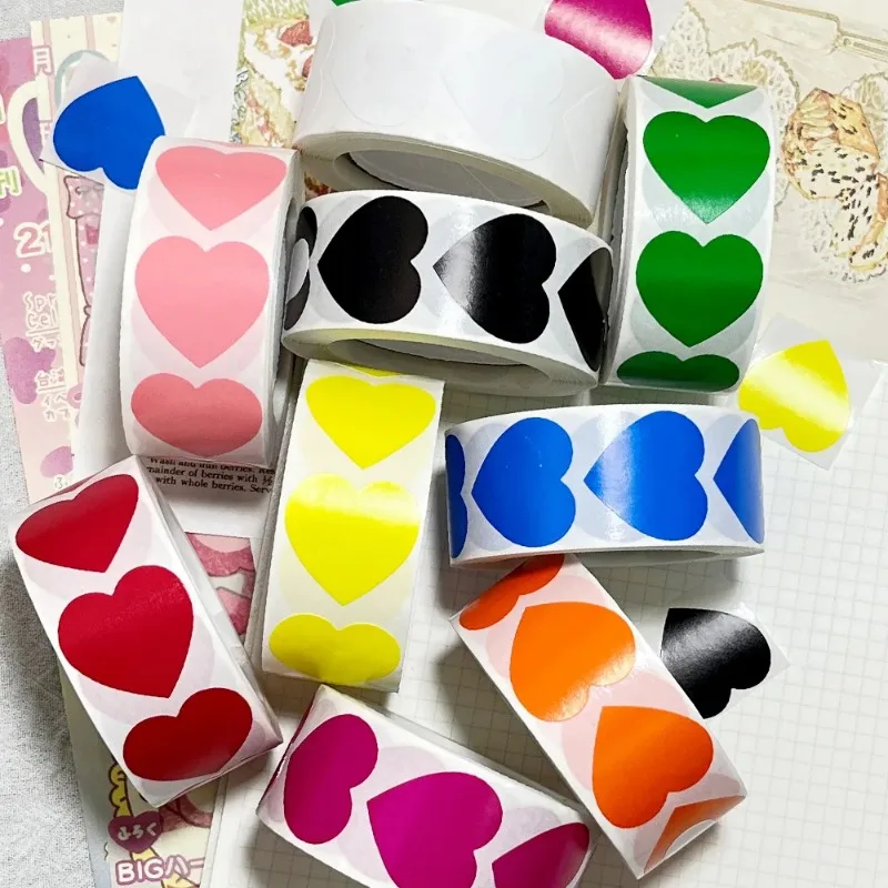 2.5cm Colorful Paper Stickers Sealing Labels Heart Blank Handmade Sticker  Scrapbooking Stickers Party Gift Decorations Labels