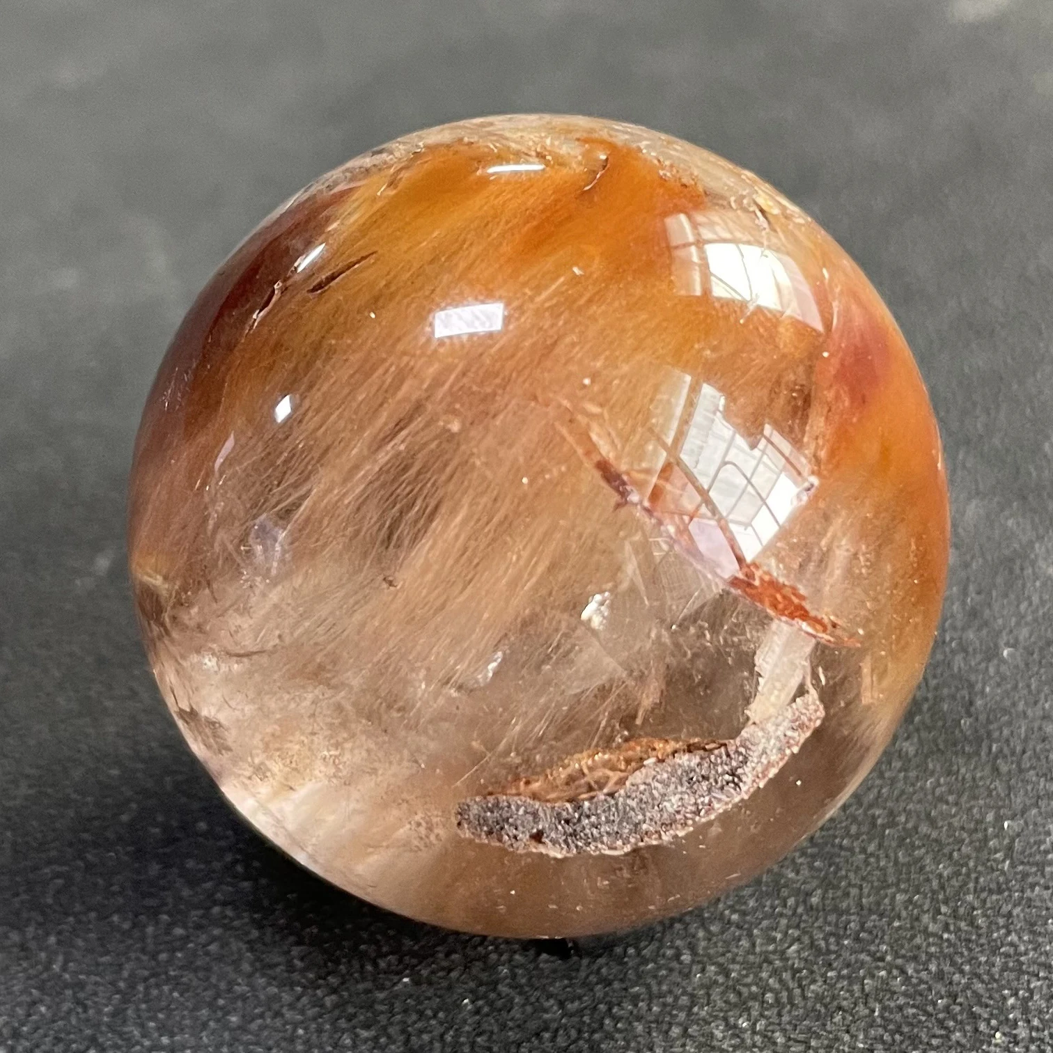 73g Natural Quarte Rutilated Rabbit Hair Crystal Ball Polished Quartz Sphere Reiki Healing Gift Room Decor Fengshui Y2077