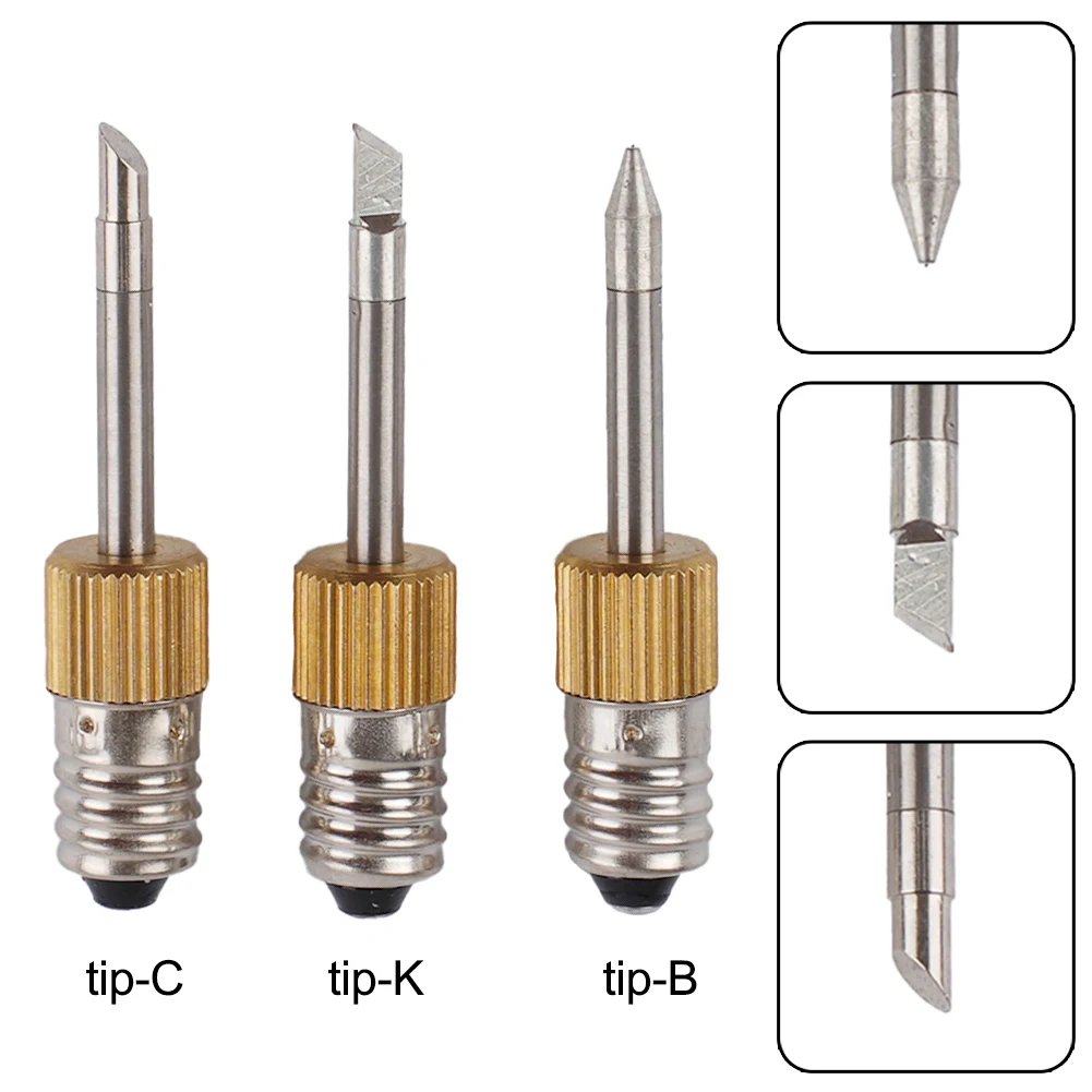 

Soldering Iron Tip Copper+Steel E10 Home Interface Needle Tips Outdoor Portable Replacement Silver+Gold 1.97inch