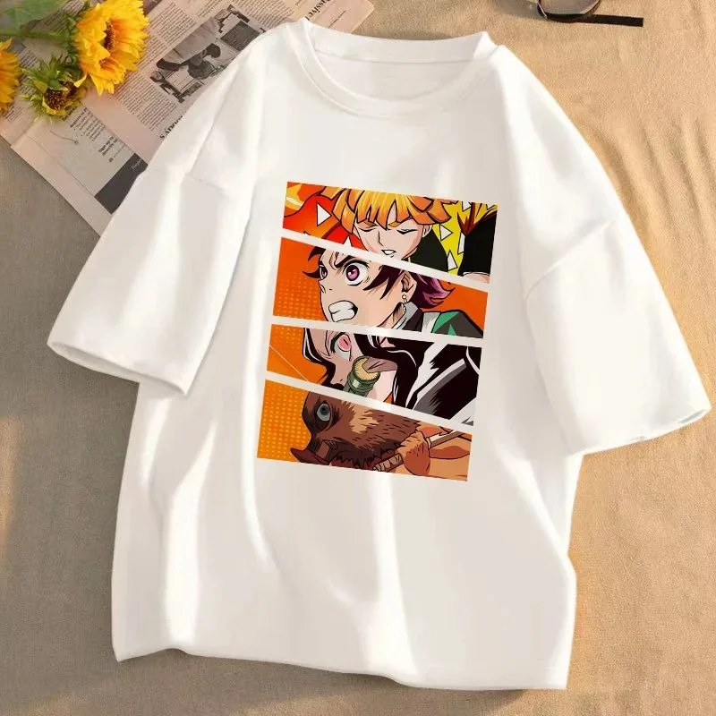 Demon Slayer Main Characters T-Shirt for Men Women Kids, Tanjiro Nezuko  Inosuke Graphic Tee, Oversized Cotton Short Sleeve Top