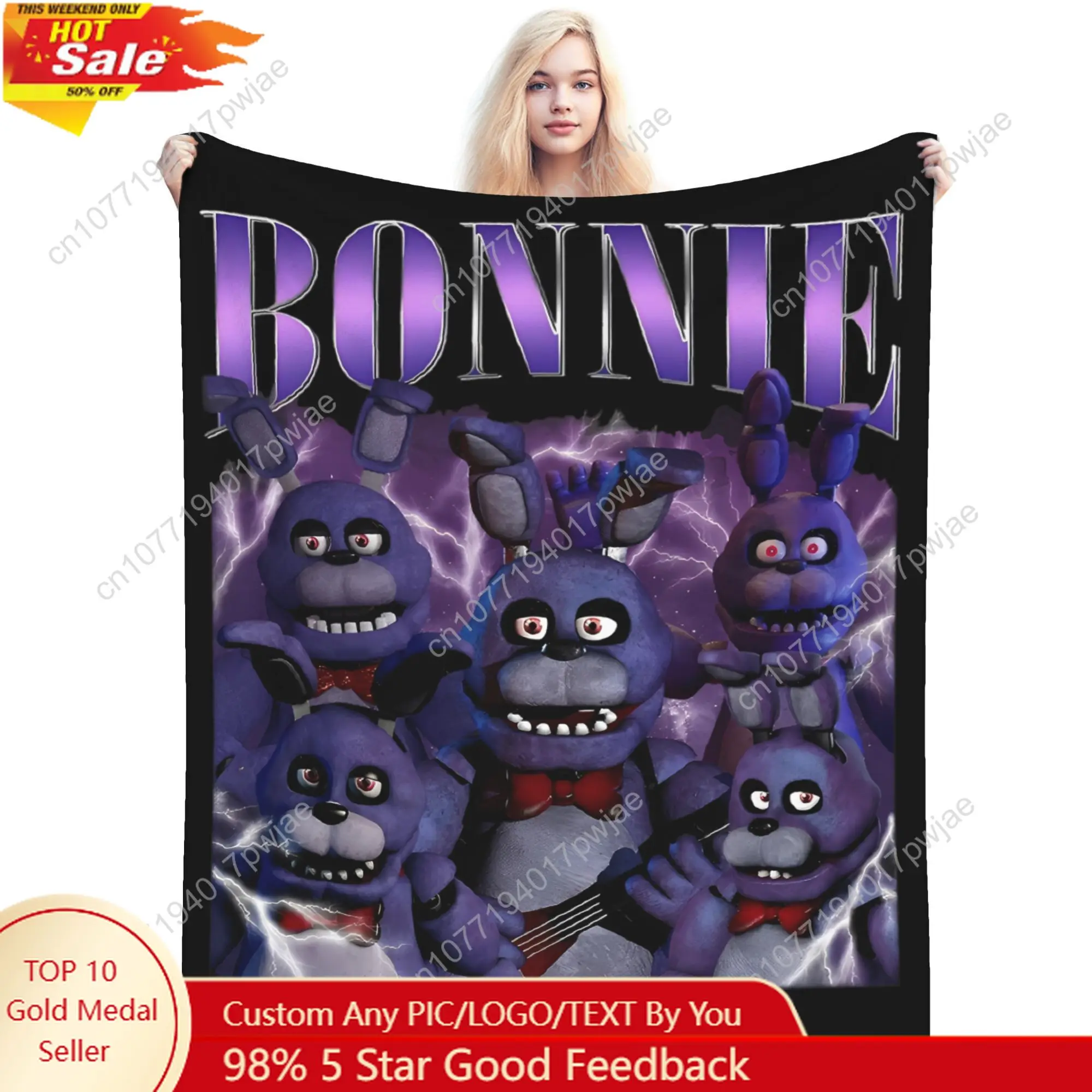 

FNAF At Freddys Bonnie Blankets Flannel Textile Decor Portable Soft Throw Blanket for Sofa Bedroom Rug Piece