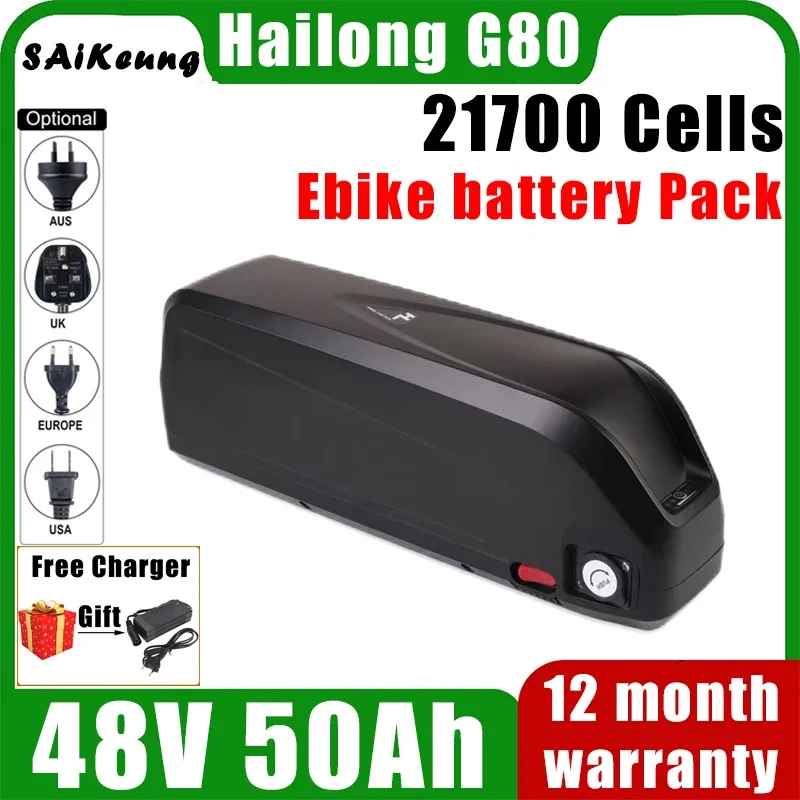 Electronic Ebike Battery Hailong Battery 2000W High Power Cycling 21700 48V 20ah 30ah 35ah 40ah 50ah 60ah Lithium Battery Pack