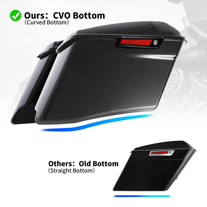 

Motorcycle 4" Stretched Hard Saddlebags For Harley Touring Road Glide Street Glide 1993-2024 Luggage Carrier Side Bags