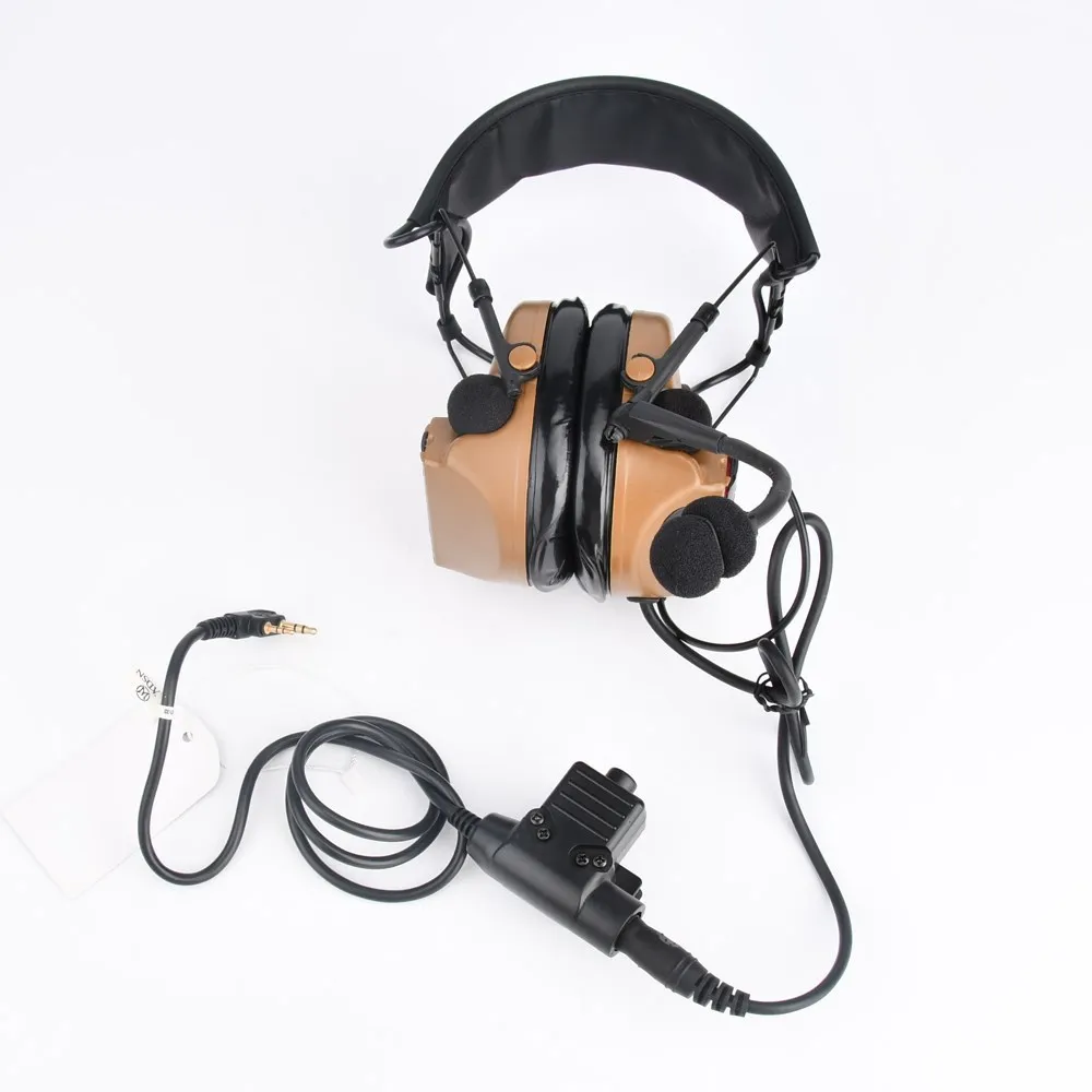 Wadsn Softair Comta II Tactical Headset Microphone with U94 Military PTT Kenwood for Baofeng Radio C2 Headphones Noise Reduction